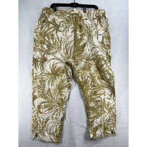 Anthropologie Olive & Cream Botanical Cropped Pants